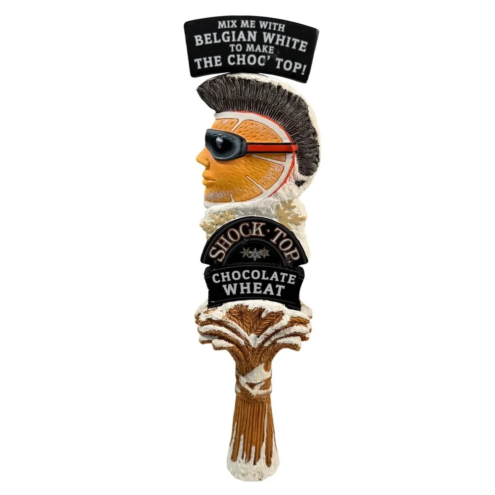 Shock Top Chocolate Wheat Beer Tap Handle Orange Mohawk Figural Bar Decor